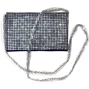 Amber Sceats stella crystal bag Silver Black Satin Chain Strap Mini Purse